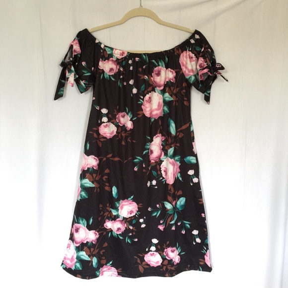 Spring Pink Rose Floral Print Casual Dress - Picture 7 of 7